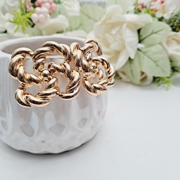 Gold hoop statement earrings Chunky thick knot twist wedding formal NEW 💖2/$30 - Picture 7 of 16